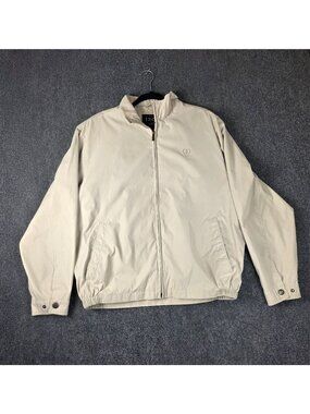Izod Outerwear Beige Full-Zip Jacket With Embroidered Logo Medium
